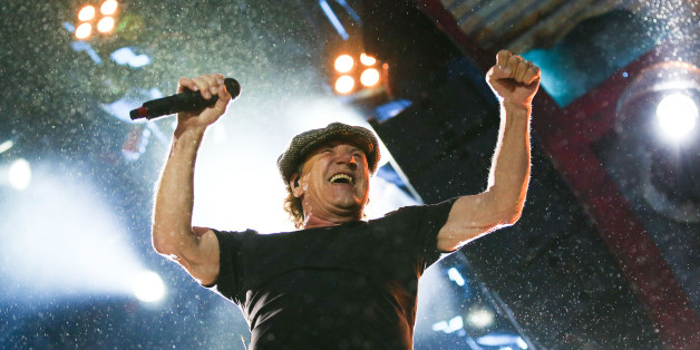 WELLINGTON, NEW ZEALAND - DECEMBER 12: Lead singer Brian Johnson of AC/DC performs live at Westpac Stadium on December 12, 2015 in Wellington, New Zealand. (Photo by Hagen Hopkins/Getty Images)