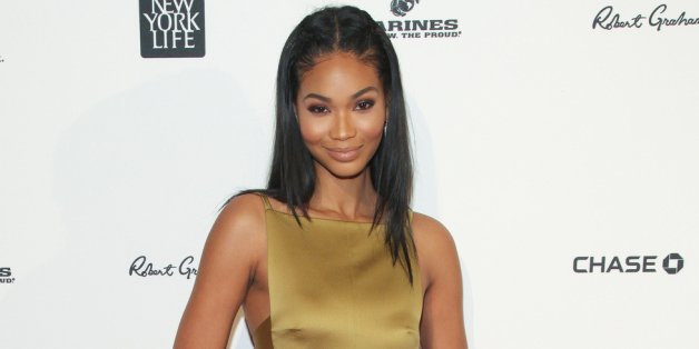 Model Chanel Iman in ihrer goldenen Robe