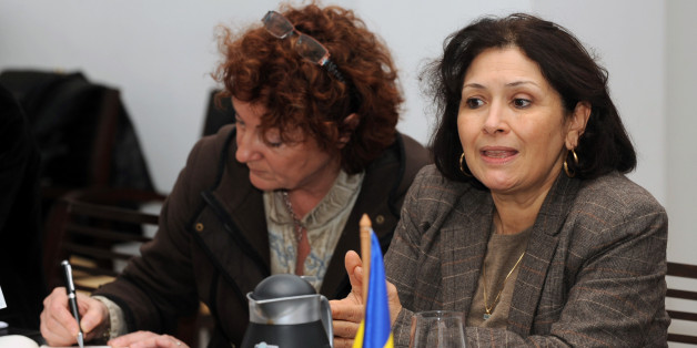 Tunisian journalist and Human Rights activist Sihem Ben Sedrine (R) talks next to French outgoing eurodeputy Helene Flautre (L) during a meeting on February 3, 2011 in Tunis. European Union lawmakers met with Tunisia's interim government in post-crisis talks following the regional bloc's pledge to help the country's democratic transition. The closed-door meeting, which began at 17H00 GMT, was also expected to revive talks over Tunisia's 'advanced status' with the EU -- started last year with Ben Ali's government -- which would give Tunis preferential access to the EU market and visa facilitation.AFP PHOTO/FETHI BELAID (Photo credit should read FETHI BELAID/AFP/Getty Images)