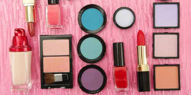 decorative cosmetics on pink...