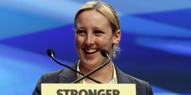 SNP MP Mhairi Black addresses the SNP National conference at Aberdeen Exhibition and Conference Centre in Scotland.