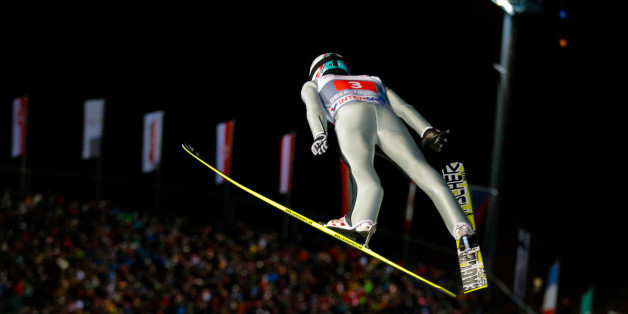 Simon Ammann auf der Schanze in Oberstdorf.