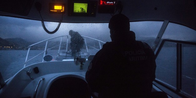 Members of the Frontex, European Border Protection Agency, from Portugal patrol the coast off the northeastern Greek island of Lesbos, Thursday, Nov. 26, 2015. About 5,000 migrants reaching Europe each day over the so-called Balkan migrant route. The refugee crisis is stoking tensions among the countries on the so-called Balkan migrant corridor â Greece, Macedonia, Serbia, Croatia and Slovenia. (AP Photo/Santi Palacios)
