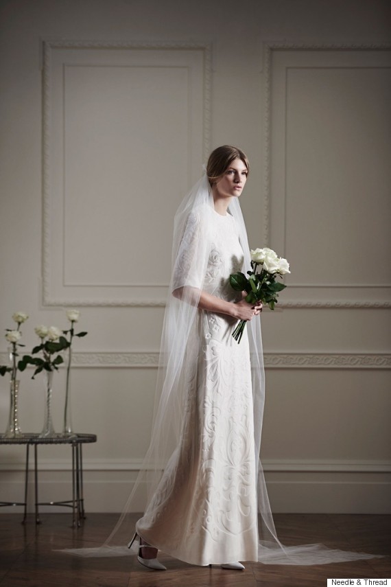 needle and thread wedding gown