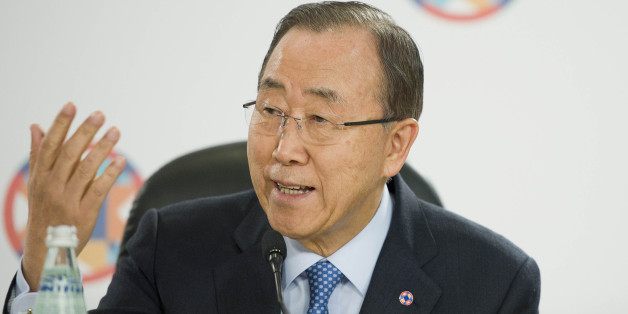 United Nations Secretary General Ban Ki-moon delivers his speech at the Climate Change special session held during CHOGM (Commonwealth heads of Government meeting), at the Raddison Golden Sands Hotel, Ghajn Tuffieha, Malta, Friday, Nov. 27 2015 ( AP Photo/Rene Rossignaud)