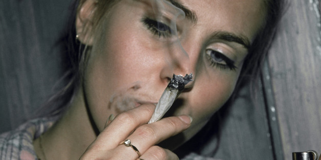 Woman Smoking Marijuana Joint