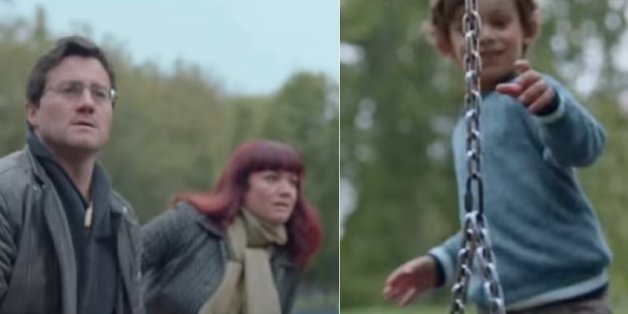 Er läuft zur Schaukel
