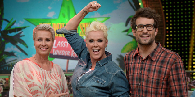 Sonja Zietlow, Brigitte Nielsen and Daniel Hartwich nach dem Finale 2015