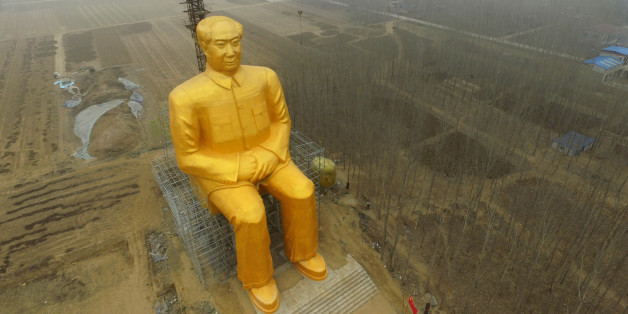 TONGXU, CHINA - JANUARY 04: (CHINA OUT) A huge statue of Chairman Mao Zedong, 36.6 meters in height, is under construction at Zhushigang village on January 4, 2016 in Tongxu County, China. The statue costs nearly 3 million yuan (459,300 USD) donated by several entrepreneurs and some villagers in Zhushigang village. (Photo by ChinaFotoPress/ChinaFotoPress via Getty Images)