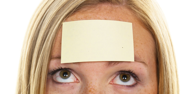 (GERMANY OUT) woman with a notepad on her forehead - 11.08.2011 (Photo by Wodicka/ullstein bild via Getty Images)