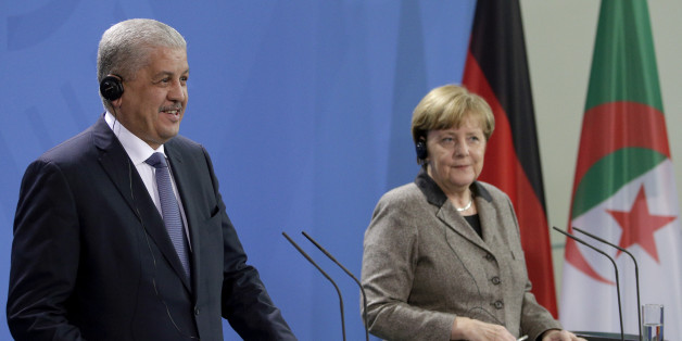 German Chancellor Angela Merkel, right, and the Prime Minister of Algeria Abdelmalek Sellal, left, address the media during a joint press conference as part of a meeting at the chancellery in Berlin, Germany, Tuesday, Jan. 12, 2016. (AP Photo/Michael Sohn)