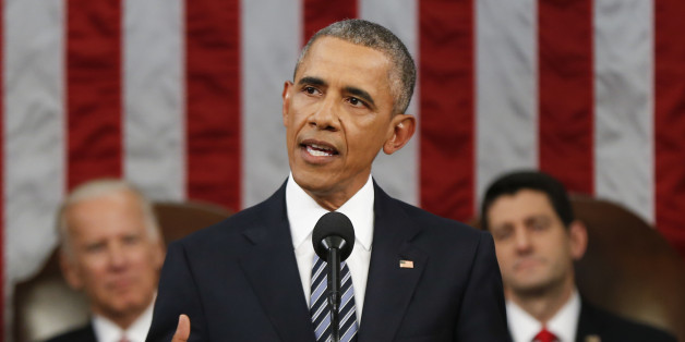 President Barack Obama delivers his State of the Union address before a joint session of Congress on Capitol Hill in Washington, Tuesday, Jan. 12, 2016. (AP Photo/Evan Vucci, Pool)