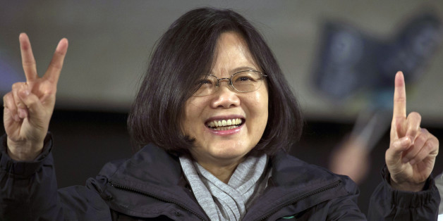 Tsai Ing-wen presidential candidate of Taiwan's Democratic Progressive Party, gestures during a rally in Taoyuan district of Taipei, Taiwan, Thursdy, Jan. 14, 2016. Taiwan will hold its presidential election on Jan. 16, 2016. (AP Photo/Ng Han Guan)