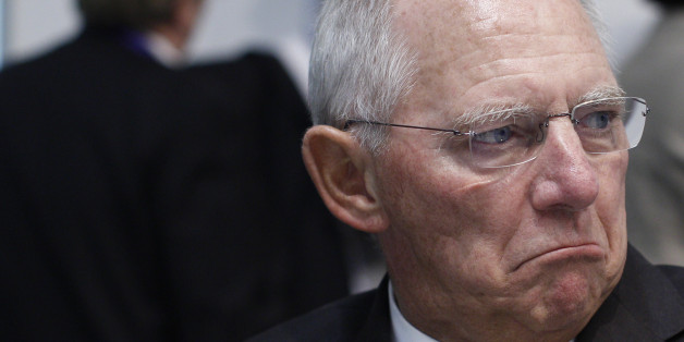 Germany's Minister of Finance Wolfgang Schauble attends in the Informal Meeting of Ministers for Economic and Financial Affairs (ECOFIN) in the National Art Gallery in Vilnius, Lithuania, Friday, Sept. 13, 2013. (AP Photo/Mindaugas Kulbis)