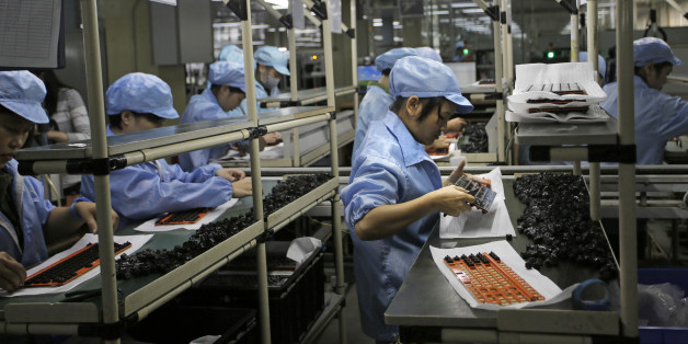 In this Aug. 21, 2015 photo, Chinese women work at Rapoo Technology factory in southern Chinese industrial boomtown of Shenzhen. Factories in China are rapidly replacing those workers with automation, a pivot thatâs encouraged by rising wages and new official directives aimed at helping the country move away from low-cost manufacturing as the supply of young, pliant workers shrinks. (AP Photo/Vincent Yu)