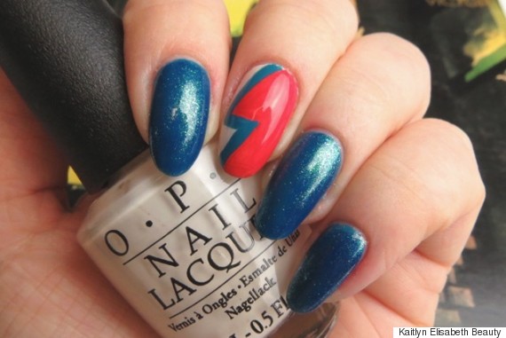 David Bowie A Nail Art Design Inspired By Ziggy Stardust Allow The Lightning Bolt Design And Rest Of Nails To Dry For About 10 Minutes Then Ly A Top Coat So That Your Out This World Lasts