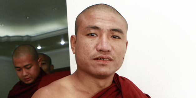 FILE - In this Monday, Jan. 16, 2012 file photo, Shin Gambira, a prominent Buddhist monk who was one of hundreds of political prisoners freed in Myanmar, attends a ceremony of "Pray for Peace and Religious Unity" at a church in Yangon, Myanmar. The dissident monk who helped lead Myanmar's 2007 anti-government uprising is facing fresh legal action, state media reported Sunday, Feb. 19, 2012. Gambira is facing charges of "squatting" illegally in a government-sealed monastery and breaking into t