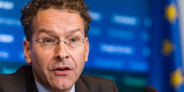 Dutch Finance Minister and chair of the eurogroup finance ministers Jeroen Dijsselbloem addresses the media after a meeting of eurogroup finance ministers at the EU Council building in Luxembourg on Monday, Oct. 5, 2015. (AP Photo/Geert Vanden Wijngaert)