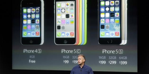 Phil Schiller, Apple's senior vice president of worldwide product marketing, speaks on stage during the introduction of the new iPhone 5c and 5s in Cupertino, Calif., Tuesday, Sept. 10, 2013. (AP Photo/Marcio Jose Sanchez)