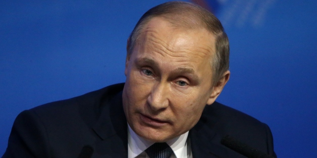STAVROPOL, RUSSIA - JANUARY 25: (RUSSIA OUT) Russian President Vladimir Putin speaks during the conference of All-Russia People's Front on January 25, 2016 in Stavropol, Russia. Putin is meeting with his supporters from Kremlin-backed movement, also known by its Russian initialism ONF today. (Photo by Mikhail Svetlov/Getty Images)
