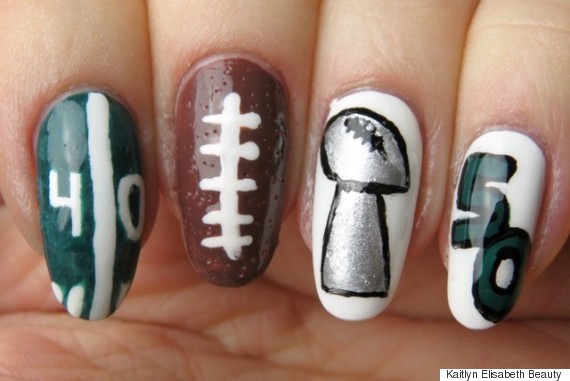 Celebrate Super Bowl 50 With This Nail Art Design Huffpost Canada Super Bowl Nail Art