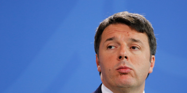 BERLIN, GERMANY - JANUARY 29: Italy Prime Minister Matteo Renzi reacts during speaking to the media with German Chancellor Angela Merkel (not pictured) following talks at the Chancellery on January 29, 2016 in Berlin, Germany. Bilateral relations and the European policy on the current refugee situation within Europe were the main topics of their meeting. (Photo by Christian Marquardt/Getty Images)