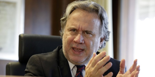 Greek Deputy Minister of Interior and Administrative Reconstruction Giorgos Katrougalos speaks during an interview with the Associated Press in Athens on Tuesday, June 2, 2015. Katrougalos said he expects Greece to reach an agreement by the end of the week and that the country intends to honor all its debt obligations. (AP Photo/Thanassis Stavrakis)