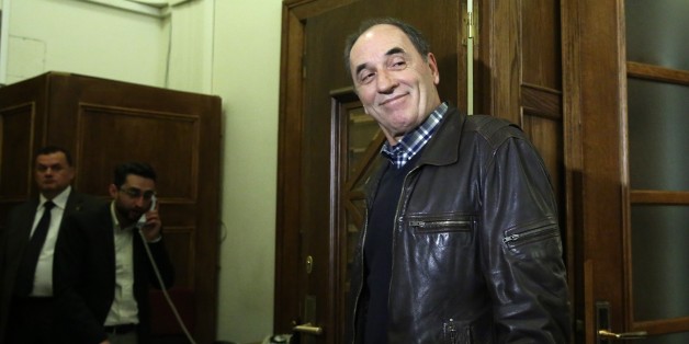 ATHENS, GREECE - FEBRUARY 24: Greek Economy, Infrastructure, Shipping and Tourism Minister Giorgos Stathakis is seen ahead of the cabinet meeting in Athens, Greece on February 24, 2015. The Cabinet of Ministers met following the presentation of a commitment to financial reforms and belt-tightening to EU agencies and the IMF in exchange for a 4 month extention of the financial program. (Photo by Ayhan Mehmet/Anadolu Agency/Getty Images)