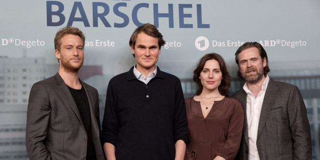 Die Schauspieler Alexander Fehling (von links), Fabian Hinrichs, Antje Traue und Matthias Matschke bei der Premiere des TV-Films "Der Fall Barschel"