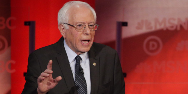 Democratic presidential candidate, Sen. Bernie Sanders, I-Vt, makes a point during a Democratic presidential primary debate with Democratic presidential candidate, Hillary Clinton hosted by MSNBC at the University of New Hampshire Thursday, Feb. 4, 2016, in Durham, N.H. (AP Photo/David Goldman)