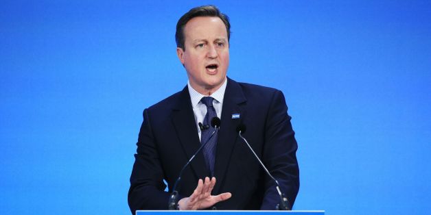 Prime Minister David Cameron speaks during a press conference at the 'Supporting Syria and the Region' conference at the Queen Elizabeth II Conference Centre in London.