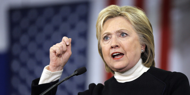 Democratic presidential candidate Hillary Clinton speaks at her first-in-the-nation presidential primary campaign rally, Tuesday, Feb. 9, 2016, in Hooksett, N.H. (AP Photo/Matt Rourke)