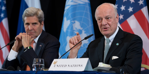Der Außenminister der USA, John Kerry (l), und der UN-Syrien-Sondergesandte Staffan de Mistura