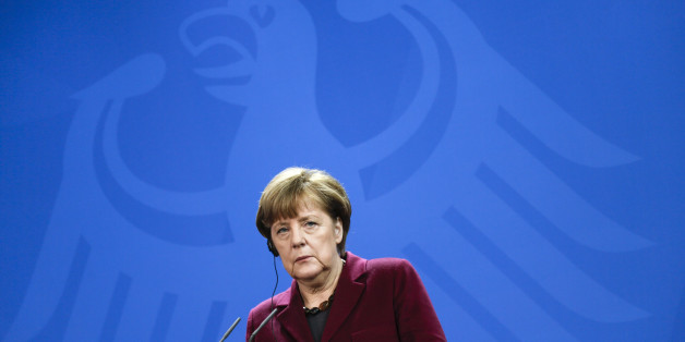 German Chancellor Angela Merkel attends a joint press conference with Iraqi Prime Minister Haider al-Abadi at the chancellery in Berlin, Thursday, Feb. 11, 2016. (AP Photo/Markus Schreiber)