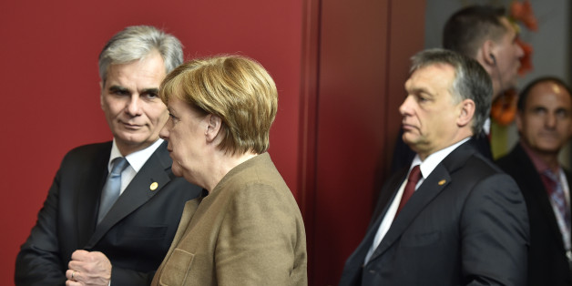 Angela Merkel, Werner Faymann und Viktor Orban auf dem EU-Gipfel in Belgien