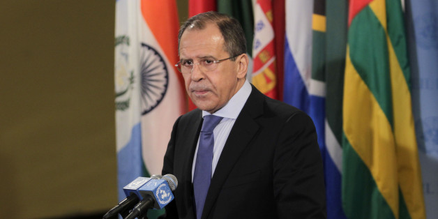Russian Foreign Minister Sergei Lavrov speaks to the media after a Security Council meeting at United Nations Headquarters Monday, March 12, 2012. The United States and Russia clashed over Syria at the U.N. Monday after Secretary-General Ban Ki-moon urged the divided Security Council to speak with one voice and help the Mideast nation "pull back from the brink of a deeper catastrophe." (AP Photo/Seth Wenig)