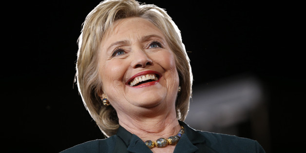 Democratic presidential candidate Hillary Clinton stands on stage during a rally Friday, Feb. 19, 2016, in Las Vegas. (AP Photo/John Locher)