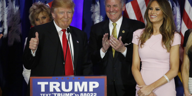 Donald Trump fait son discours de victoire après avoir remporté la primaire républicaine en Caroline du Sud, le 20 février 2016.