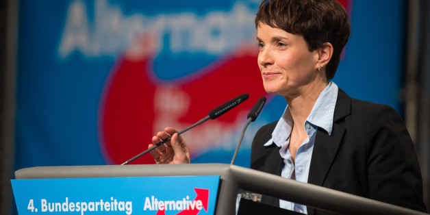 HANOVER, GERMANY - NOVEMBER 28: Chairwoman Frauke Petry delivers her speech during the AfD (Alternative fuer Deutschland) federal party congress on November 28, 2015 in Hanover, Germany. The AFD aims to enter three new state parliaments in 2016 by luring conservative voters angry with Chancellor Angela Merkel's open-door asylum policy. This weekend the party will outline its plan to bring order to what it calls the 'asylum chaos.' (Photo by Nigel Treblin/Getty Images)