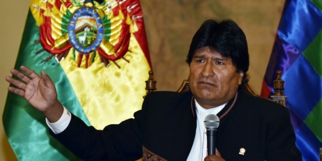 Evo Morales, lors d'une conférence de presse au Quemado palace le 22 février 2016 à La Paz en Bolivie