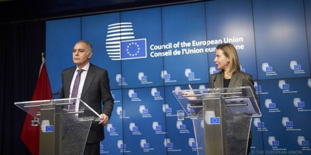 Le ministre des Affaires étrangères Salaheddine Mezouar et la chef de la diplomatie européenne Federica Mogherini
