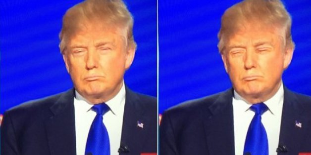 Bei dem bearbeiteten Bild wurden Trumps Augen durch seinen Mund ausgetauscht