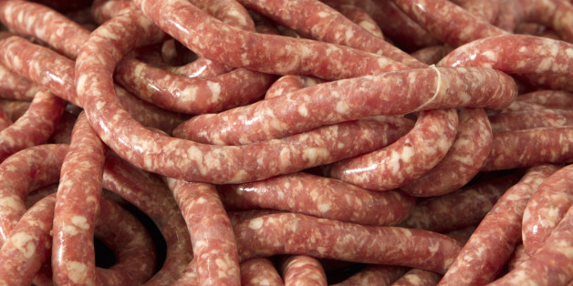 Raw, fresh sausage, full frame
