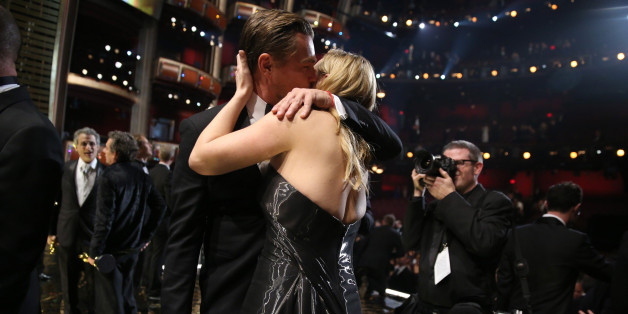 Leonardo DiCaprio, winner of the award for best actor in a leading role for "The Revenant", left, embraces Kate Winslet backstage at the Oscars on Sunday, Feb. 28, 2016, at the Dolby Theatre in Los Angeles. (Photo by Matt Sayles/Invision/AP)
