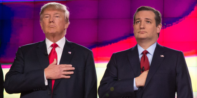 LAS VEGAS, NV - December 15, 2015: Donald Trump, Ted Cruz pictured at the CNN GOP Debate at The Venetain Resort in Las vegas, NV on December 15, 2015. Credit: Erik Kabik Photography/ MediaPunch/IPX