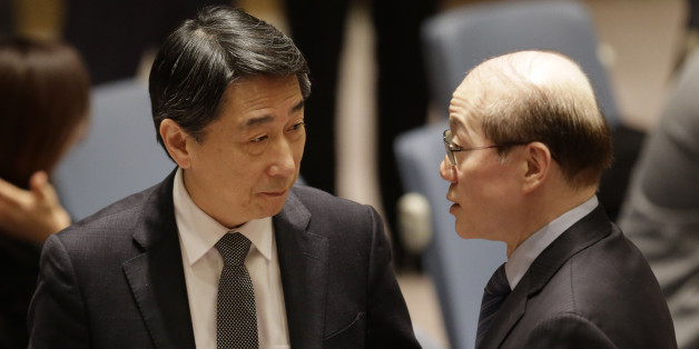 Chinese ambassador to the United Nations Liu Jieyi, right, talks with South Korean ambassador to the U.N. Oh Joon before a Security Council meeting at United Nations headquarters, Wednesday, March 2, 2016. The U.N. Security Council voted Wednesday on a resolution that would impose the toughest sanctions on North Korea in two decades. (AP Photo/Seth Wenig)