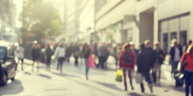 people in bokeh, street of London