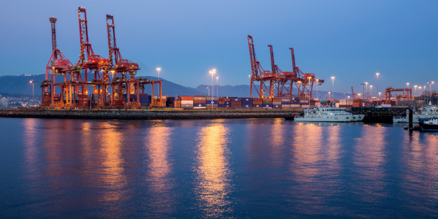 Port of Vancouver in the late evening.