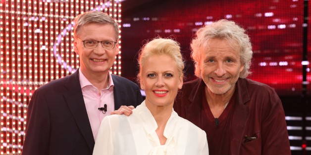 "Die 2" Günther Jauch (li.) und Thomas Gottschalk mit Moderatorin Barbara Schöneberger