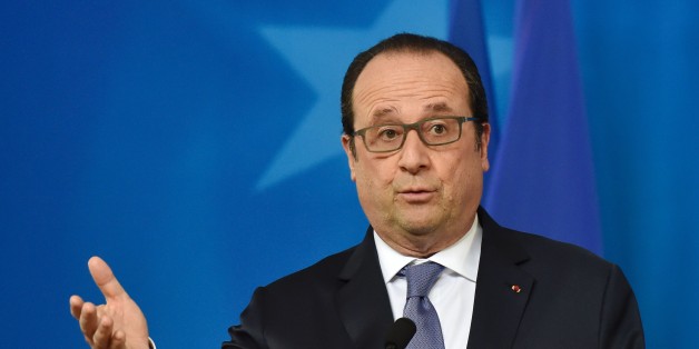 French president Francois Hollande holds a press conference during an EU leaders summit with Turkey on migrants crisis in Brussels on March 7, 2016.
European Union leaders will on March 7 back closing down the Balkans route used by most migrants to reach Europe, diplomats said, after at least 25 more people drowned trying to cross the Aegean Sea en route to Greece. The declaration drafted by EU ambassadors on March 6 will be announced at a summit in Brussels on March 7, set to also be attended by Turkish Prime Minister Ahmet Davutoglu. / AFP / ALAIN JOCARD (Photo credit should read ALAIN JOCARD/AFP/Getty Images)